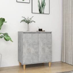 Berkfield Home Sideboard&Solid Wood Legs Concrete Grey 60x35x70 cm Engineered Wood - Size: 60 x 35 x 70 cm - thumbnail 1