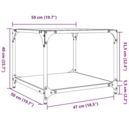 Berkfield Home Modern Coffee Tables with Black Glass Top 2 pcs 50x50x40 cm Steel - Size: 50 x 50 x 40 cm - thumbnail 9