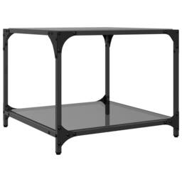 Berkfield Home Modern Coffee Tables with Black Glass Top 2 pcs 50x50x40 cm Steel - Size: 50 x 50 x 40 cm - thumbnail 6