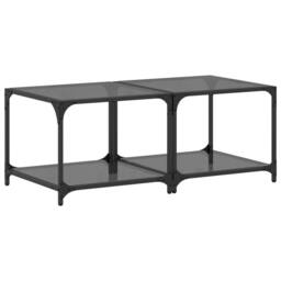Berkfield Home Modern Coffee Tables with Black Glass Top 2 pcs 50x50x40 cm Steel - Size: 50 x 50 x 40 cm - thumbnail 3
