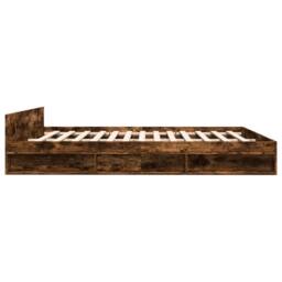 Berkfield Home Bed Frame w/Drawers Frame Smoked Oak 180x200 cm Super King in Brown - thumbnail 5