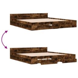 Berkfield Home Bed Frame w/Drawers Frame Smoked Oak 180x200 cm Super King in Brown - thumbnail 7