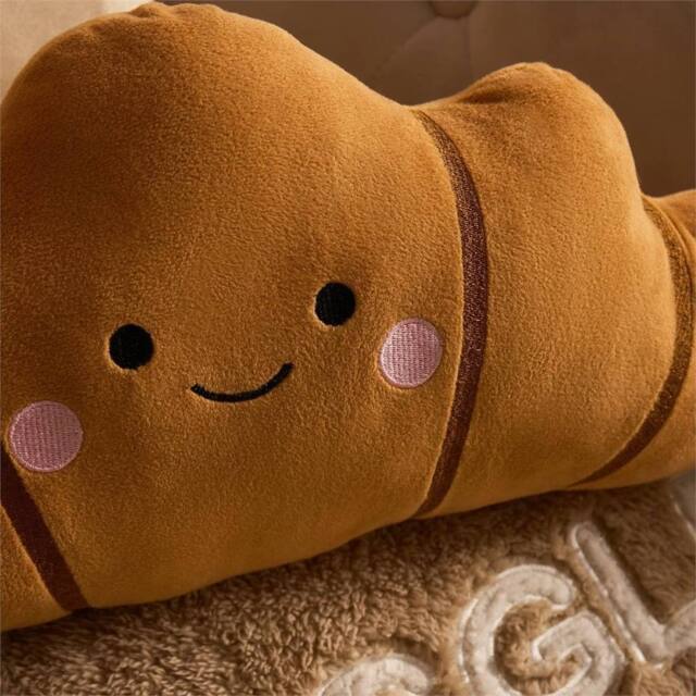KORVIXA Croissant Shaped Pillow Soft Fleece Decorative Novelty Filled Cushion in Brown - Size: 100 cm x 190 cm - image 1