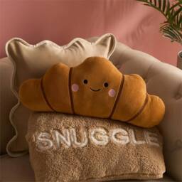 KORVIXA Croissant Shaped Pillow Soft Fleece Decorative Novelty Filled Cushion in Brown - Size: 100 cm x 190 cm - thumbnail 3