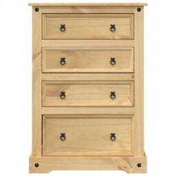 Berkfield Home Beautiful Chest of Drawers Corona 80x43x114 cm Solid Wood Pine in Light Brown - Size: 80 x 43 x 114 cm - thumbnail 4