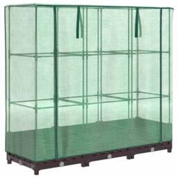 Berkfield Home Raised Bed with Greenhouse Cover Rattan Look 120x40x123 cm in Brown - Size: 120 x 40 x 123 cm - thumbnail 3