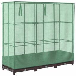 Berkfield Home Raised Bed with Greenhouse Cover Rattan Look 120x40x123 cm in Brown - Size: 120 x 40 x 123 cm - thumbnail 6