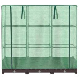 Berkfield Home Raised Bed with Greenhouse Cover Rattan Look 120x40x123 cm in Brown - Size: 120 x 40 x 123 cm - thumbnail 4