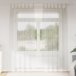 Berkfield Home Curtains with Curtains 2 pcs Cream 140 x 245 cm Polyester - thumbnail 1