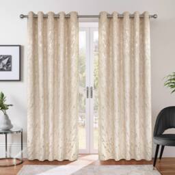 New Edge Blinds Azalea Marbeled Eyelet Curtains in Natural - Size: 116 cm width x 137 cm drop - thumbnail 7