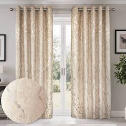 New Edge Blinds Azalea Marbeled Eyelet Curtains in Natural - Size: 116 cm width x 137 cm drop