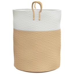 Berkfield Home Storage Basket Beige & White √ò38x46 cm Cotton - Size: 38x46 cm - thumbnail 5