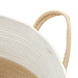 Berkfield Home Storage Basket Beige & White √ò38x46 cm Cotton - Size: 38x46 cm - thumbnail 6