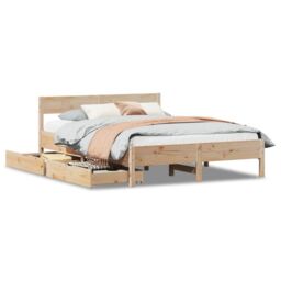 Berkfield Home Bed Frame without Mattress 120x190 cm Small Double Solid Wood Pine in Brown - thumbnail 2