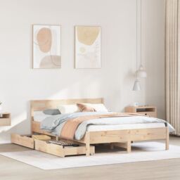 Berkfield Home Bed Frame without Mattress 120x190 cm Small Double Solid Wood Pine in Brown - thumbnail 1