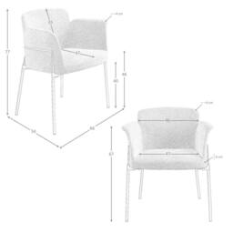 Angel Cerda Grey Fabric Dining Chair Stainless Steel Legs - thumbnail 8