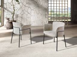 Angel Cerda Grey Fabric Dining Chair Stainless Steel Legs - thumbnail 3