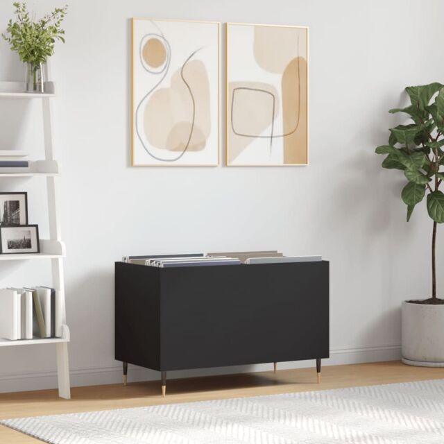 Berkfield Home Record Cabinet Black 74.5x38x48 cm Engineered Wood - image 1