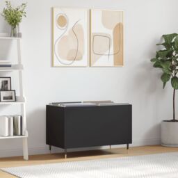 Berkfield Home Record Cabinet Black 74.5x38x48 cm Engineered Wood