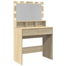 Berkfield Home Beautiful Dressing Table with LED Sonoma Oak 80x41x134.5 cm in Light Brown - thumbnail 8