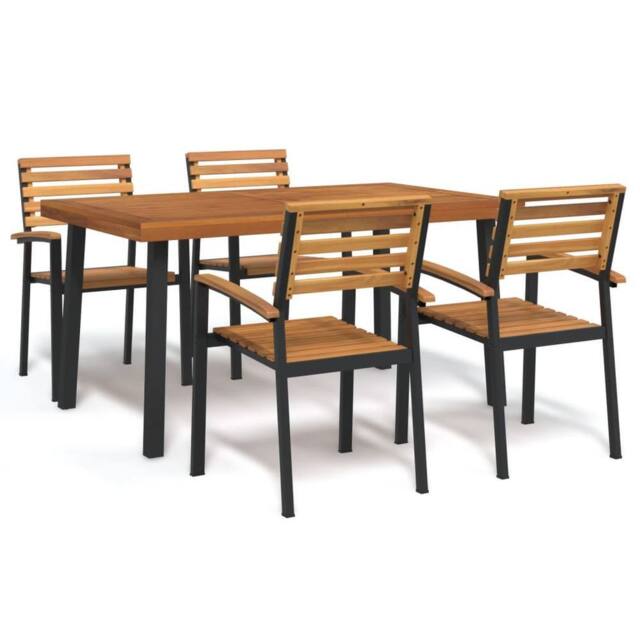 Berkfield Home 5 Piece Garden Dining Set Solid Wood Acacia & Metal in Brown - image 1