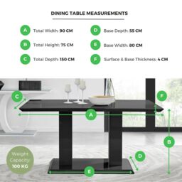 FurnitureboxUK Imperia 150cm 6-Seater Modern High Gloss Pillared Dining Table in White - thumbnail 6