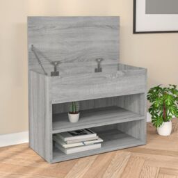 Berkfield Home Shoe Bench Grey Sonoma 60x30x45 cm Engineered Wood - Size: 60 x 30 x 45 cm