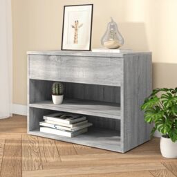 Berkfield Home Shoe Bench Grey Sonoma 60x30x45 cm Engineered Wood - Size: 60 x 30 x 45 cm - thumbnail 3