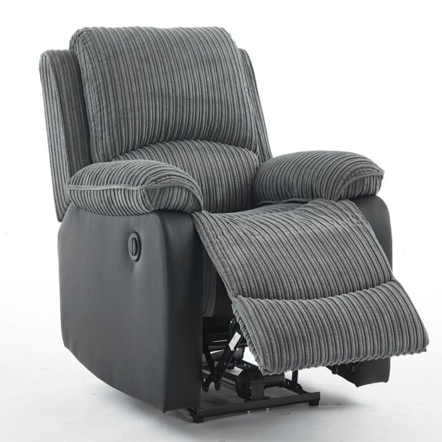 FURNITURE ONE Electric Reclining Chair, Corduroy Fabric Recliner Armchair - 1 Seater in Grey - Size: 1 Pack - image 1
