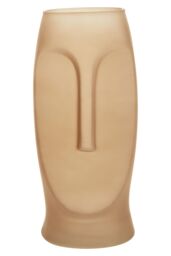 Orsina Gold Sculptural Large Glass Vase, Face Design Decorative Vase, Sculptural Flower Vase, Luxury Glass Vase in Grey