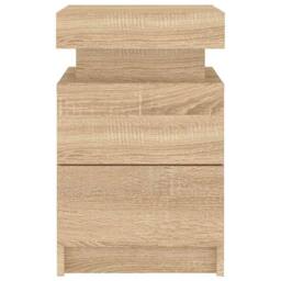 Berkfield Home Bedside Cabinets with LED Lights 2 pcs Sonoma Oak 35x39x55 cm in Natural - Size: 35 x 39 x 55 cm - thumbnail 9