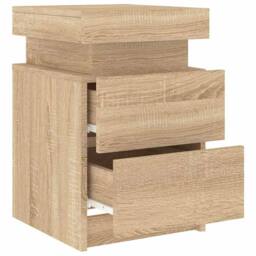 Berkfield Home Bedside Cabinets with LED Lights 2 pcs Sonoma Oak 35x39x55 cm in Natural - Size: 35 x 39 x 55 cm - thumbnail 8