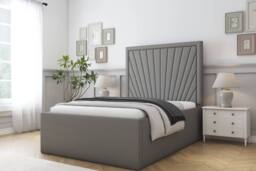"Comfort Beds Kensington Dumfries Bed Frame - 50"" Upholstered Headboard in Light Grey - Size: Super King" - thumbnail 1