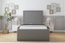 "Comfort Beds Kensington Dumfries Bed Frame - 50"" Upholstered Headboard in Light Grey - Size: Super King" - thumbnail 2