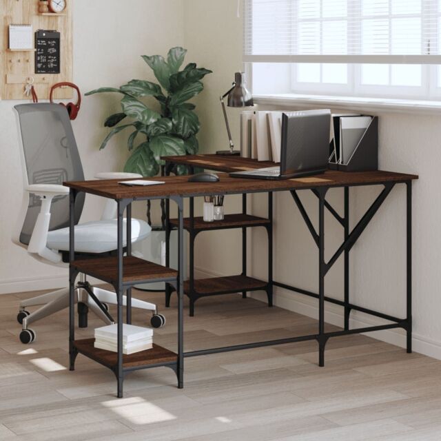Berkfield Home Desk Brown Oak 139x139x75 cm Engineered Wood - Size: 139 x 139 x 75 cm - image 1