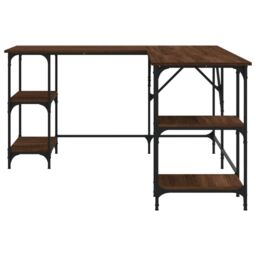 Berkfield Home Desk Brown Oak 139x139x75 cm Engineered Wood - Size: 139 x 139 x 75 cm - thumbnail 5