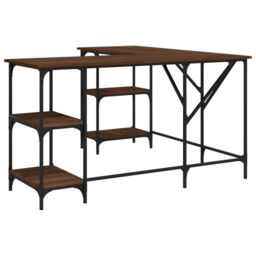 Berkfield Home Desk Brown Oak 139x139x75 cm Engineered Wood - Size: 139 x 139 x 75 cm - thumbnail 2