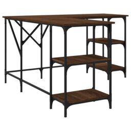 Berkfield Home Desk Brown Oak 139x139x75 cm Engineered Wood - Size: 139 x 139 x 75 cm - thumbnail 6