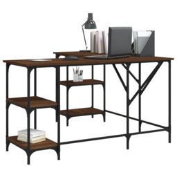 Berkfield Home Desk Brown Oak 139x139x75 cm Engineered Wood - Size: 139 x 139 x 75 cm - thumbnail 3