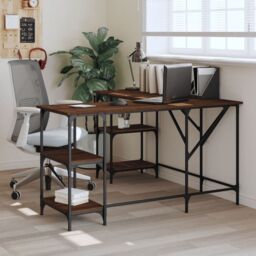 Berkfield Home Desk Brown Oak 139x139x75 cm Engineered Wood - Size: 139 x 139 x 75 cm - thumbnail 1