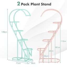 Costway 5 Tier Metal Plant Stand Heart-shaped Ladder Plant Shelf w/Hanging Hook - thumbnail 2