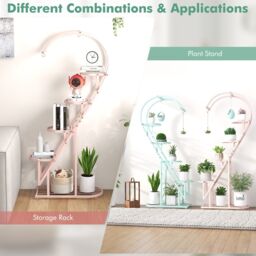 Costway 5 Tier Metal Plant Stand Heart-shaped Ladder Plant Shelf w/Hanging Hook - thumbnail 5
