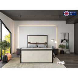 HOB Furniture Washington Metal Tv Bed, Luxury French Velvet, Cream - Size: Double - thumbnail 3