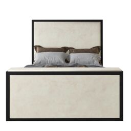 HOB Furniture Washington Metal Tv Bed, Luxury French Velvet, Cream - Size: Double - thumbnail 4