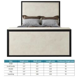 HOB Furniture Washington Metal Tv Bed, Luxury French Velvet, Cream - Size: Double - thumbnail 6