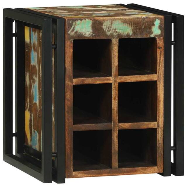 Berkfield Home Traditional Wine Rack 34.5x35x39 cm Solid Wood Reclaimed in Brown - image 1