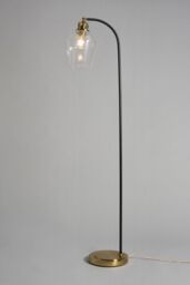 BHS Lighting Saskia Bubble Glass Arc Floor Lamp in Metallic Gold