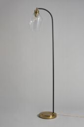BHS Lighting Saskia Bubble Glass Arc Floor Lamp in Metallic Gold - thumbnail 2