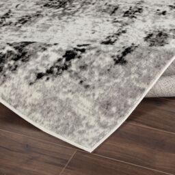 Livabliss Pisa-Abstract Black Grey Off-White Modern Marble Living Dining Bedroom Rug in Light Grey - Size: 140 cm x 200 cm - thumbnail 4