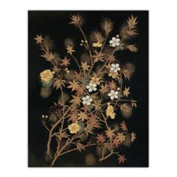 Artery8 G A Audsley Framed Wall Art Print Vintage Japan Autumn Flowers in Black - Size: A4 - thumbnail 3